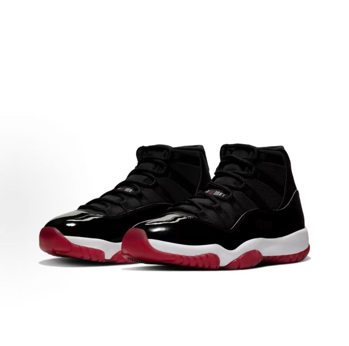 Jordan 11 bred Mesh and Patent Leather Playoff-Style Retro Basketball Shoes – Comfortable, Durable, High-Top – Unisex (Black, Red, White)