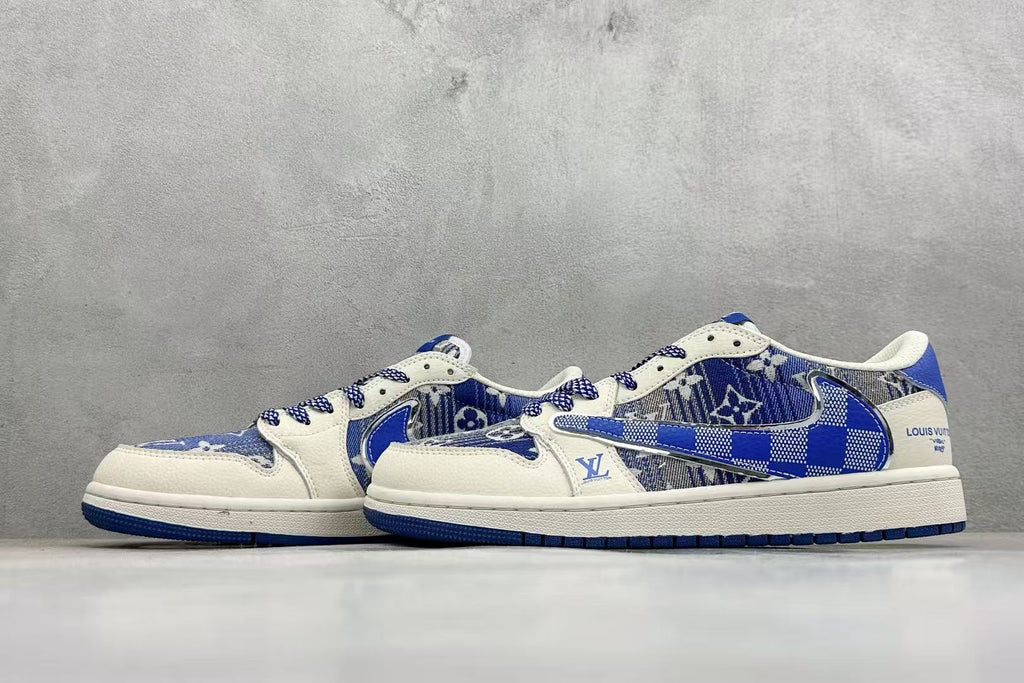 AJ1 Low Travis Scott x LV Blue Monogram Customs